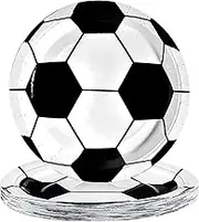 50PCS Soccer Party Plates - Birthday Supplies, Paper Dinner Plates, Food Trays, Tableware for Soccer Theme Party (9 Inch) - for Chips, Salad, Bread