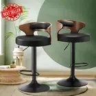 Bar Stools Kitchen Gas Lift Swivel Chairs Stool Wooden Barstool Black×2