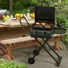 Portable Leg Propane Grill Folding Gas Grill Griddle w/Hood & Side Shelf,