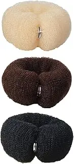 WRITWAA 6Pcs Nylon Hair Donut Bun Makers with Buckle Long Elastic Hair Styling Tools for Women Easy to Use Hair Bun Shapers