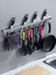 太空鋁廚房掛鉤架刀架免打孔黑色置物架收納鍋鏟勺刀具壁掛式廚具