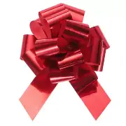 10pcs 4" Metallic Large Big Pull Bow Glitter Gift Wrapping Bows Ribbon, Red