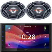 JVC Single-DIN Bluetooth MP3 Receiver, 2x 6x9" 500W Max 3-Way Car Audio Speakers