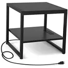End Table with Charging Station, 20 Inch Mini Fridge Stand with 2-Tier 1 Black