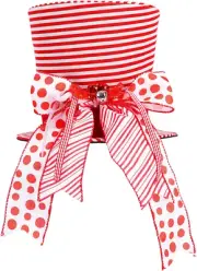 Christmas Tree Topper Hat, Red and White Top Hat Christmas Tree Topper with Bow