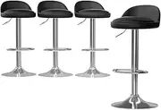 Artiss Bar Stools Stool Set of 4 Adjustable Kitchen Swivel Counter Barstools Dining Chair Gas Lift Leather Black in 53-74cm Seat Height Floor for Home Bar Dining Room Cafe Outdoor Indoor