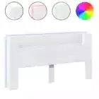 LED Lights Bed Headboard Wooden Frame Head Board Bedhead White King Size 200cm