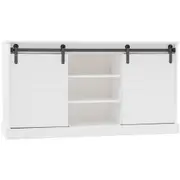 Sideboard Buffet Storage Cabinet 3 Shelves 2 Doors Adjustable White