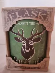 Trixie and Milo Hip Flask Green Stainless Steel Shut the Buck Up 8oz New In Box