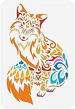 FINGERINSPIRE Fox Stencil 21x29.7cm Reusable Mandala Fox Painting Template DIY Craft Sitting Fox Drawing Stencil Animal Theme Stencil for Painting on Wood, Floor, Wall and Furniture
