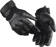 [PACKOVE] Outdoor Touch Screen Gloves Windproof Full Finger Gloves for Motorcycle Cycling and Camping Slip Warm PU Material Black