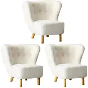 Oikiture 3x Armchair Highback Lounge Accent Chair Couches Sofa Sherpa White