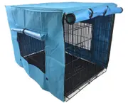 42' Portable Foldable Dog Cat Rabbit Collapsible Crate Pet Rabbit Cage with Cover Blue