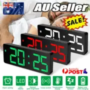 Modern Digital Clock LED Mirror Display Alarm Temperature Time Table Desk Home