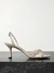 [Jimmy Choo] Jimmy Choo - Elsy 70 Snake-effect Leather Slingback Sandals - Snake print - IT41 IT 41 Animal print