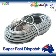 30m 6P4C RJ11 RJ12 Telephone ADSL Straight Pin Line Cord Cable Grey Made in AU