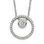 Sterling Silver Rh-Plated Cz Circle W/1In. Ext. Necklace