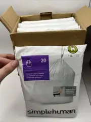100ct Simplehuman Custom Fit Can Liners Code R Garbage Bags 10L White Drawstring