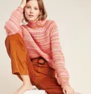 Anthropologie Drea Space-Dyed Mock Neck Sweater Size S by T.La