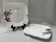 8pc Vintage Corelle Kyoto Leaves Square Dinner Plates, 10.5”, Made In USA, A2061