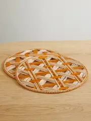 [La DoubleJ] La DoubleJ - Set Of Two Straw Placemats - Orange - One size One size Orange