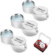 3 Pack Jewellers Eye Loupe - Lens 10x 20x 30x Glass Jewellery Antiques Magnifier Eye Lens - Magnifying Handheld Loop - Eyeglass for Hobbies Geology Coin Collecting
