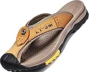 [GILKUO] Spring Summer Men's Sandals Leather Toe Separator