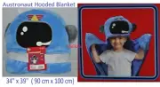 Kids Astronaut Hooded Blanket 34" x 39" Light Blue NEW