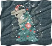 Koala on Christmas Tree Throw Blanket Flannel Blankets Microfiber Fleece Blanket,Bed and Sofa 59.0x78.7 Blankets
