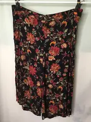 AUTOGRAPH BLACK SPICE FLORAL WIDE LEG CROP PANTS SIZE 24 COMFORTABLE ALL NEW