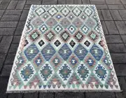 Hand Woven Afghan Wool Kilim, Size: 196 X 155 cm, Flat Woven Handmade Floor Rug