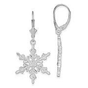 Sterling Silver De-Ani Rhodium-Plated Polished Snowflake Leverback Earrings