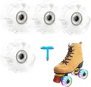 Indoor Roller Skate Wheels, Quad Light Wheels - Pack of 4 Luminous Roller Skate Wheels Silent Skate Replacement Wheels for Indoor Speed Quad Skating