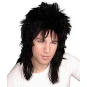 Black 1980s Spiky Mullet Wig