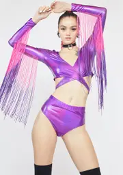 [Club Exx] Fairy Euphoric Element Fringe Wrap Top