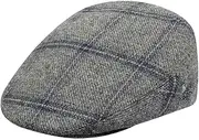 [The Cashmere Choice] Wool Flat Cap - Cool Comfort - Grey Windowpane Overcheck 3403