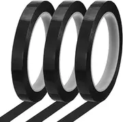 uxcell Whiteboard Tape 12mm x 66m Pinstripe Graphic Chart Line Grid Marking Tapes for Classroom Office Dry Erase Board Art, Black, Pack of 3