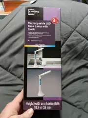 LED Desk Lamp Dimmable Foldable Table Reading Light Calendar Temperature Clock