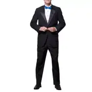 Mens 2 Piece Poly Tuxedo Suit Notch Collar Jacket Adjustable Pants