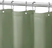 Gibelle Extra Long Shower Curtain Liner 72 x 84 Inches, Sage Green Shower Curtain Liner, Washable Waterproof Fabric Bathroom Shower Curtain Set with Hooks