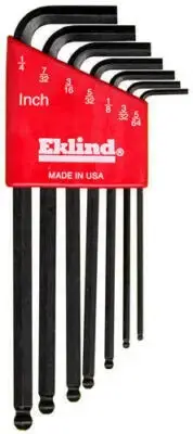 Eklind 13207 Standard SAE 7 piece Long Arm Ball Hex L Key Allen Wrench Case Set