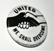 Race Relation Black & White Handshake Peace 60s Button Pin NOS New Original