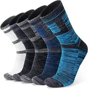 [Wildarms] 5 Pack Men’s Crew Boot Socks Breathable Durable Cushioned Work Socks Athletic Socks with Moisture Wicking for Hiking