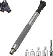 Offset Extension Wrench for Electric Drill, 2025 New Impact Wrench Extender for Socket Sets, 1/2-Inch Electric Drill Adapterwith 4 Socket Converters, Slim Design for Tight Spaces (1Pcs)