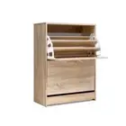 Shoe Cabinet Storage Rack 24 Pairs Organizer Shelf Cupboard Oak