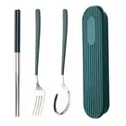 1 Set Metal Chopsticks Reusable Dinning Lunch Cutlery Spoon Fork Chopsticks Set