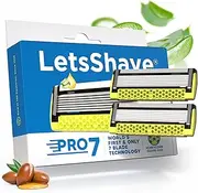 LetsShave Pro 7 Max Razor Cartridges For Men | World's First & Only 7-Blade Shaving Razor With Precision Blades & Honey Comb Guard Bar | Argan Oil, Aloe & Vitamin E - 1 Count