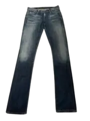 New GOLDSIGN 26 X 34.5" Misfit slim straight blue jeans whiskered distressed