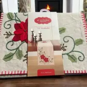 New St Nicholas Square Christmas Traditions Poinsettia Table Runner Embroidered
