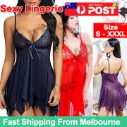 Women Sexy Lingerie Lace Mini Dress Babydoll Nightdress Nightwear Sleepwear Sets